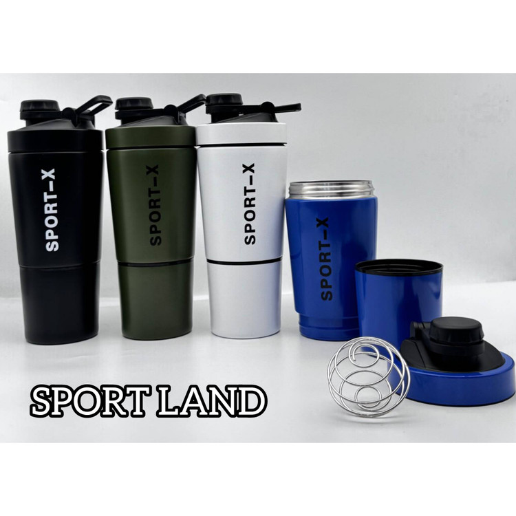 شیکر دوتکه فلزی برندX_SPORT درب پیچی گرم بالا 600mlگنجایش